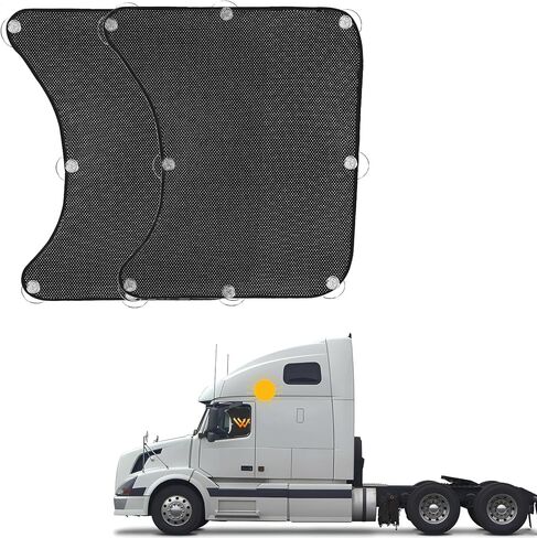 قطعتان من مظلة الشمس للنافذة الجانبية للشاحنة مع أكواب شفط، ألياف البوليستر للحماية من الأشعة فوق البنفسجية، مظلة نافذة RV متوافقة مع نصف شاحنة RV (21.6 بوصة × 23.6 بوصة) in Kuwait