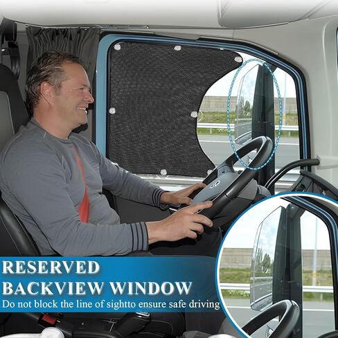 قطعتان من مظلة الشمس للنافذة الجانبية للشاحنة مع أكواب شفط، ألياف البوليستر للحماية من الأشعة فوق البنفسجية، مظلة نافذة RV متوافقة مع نصف شاحنة RV (21.6 بوصة × 23.6 بوصة) in Kuwait