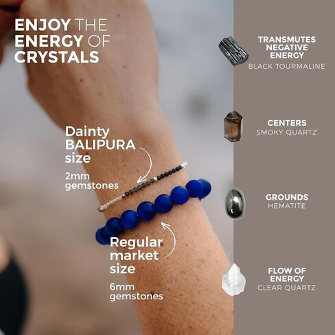 Aura Bracelet Collection for Women - 2mm SMALL (TINY) BEADS, Healing Crystals, Gemstones, and 925 Solid Silver Beads - Essential Women's Real Stone Bracelets in Saudi Arabia