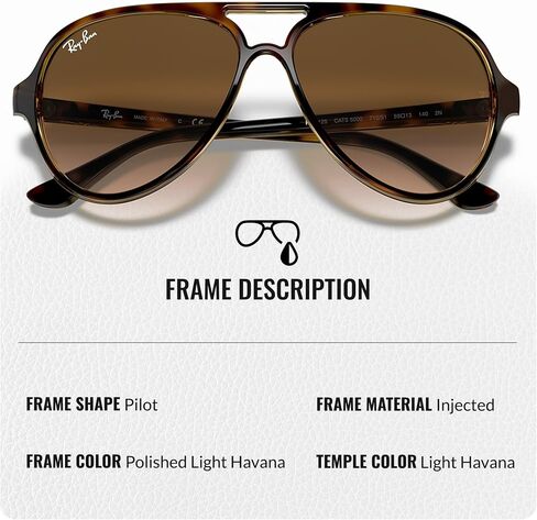 Ray-Ban RB4125 CATS 5000 نظارة شمسية كلاسيكية مع مجموعة أدوات النظارات - وسادات أنف قابلة للتعديل - نظارات شمسية كلاسيكية مثالية للارتداء الرسمي والعادي in Saudi Arabia