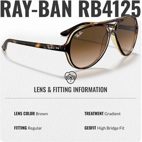 Ray-Ban RB4125 CATS 5000 نظارة شمسية كلاسيكية مع مجموعة أدوات النظارات - وسادات أنف قابلة للتعديل - نظارات شمسية كلاسيكية مثالية للارتداء الرسمي والعادي in Saudi Arabia
