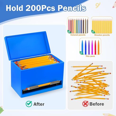 موزع أقلام رصاص من Aigybobo للفصل الدراسي، حامل أقلام رصاص خشبي للمكتب، يجب أن يمتلكه المعلم للتنظيم والتخزين، موزع أقلام الرصاص للفصول الدراسية والمكتب والمطبخ والمطعم (أسود) in Kuwait