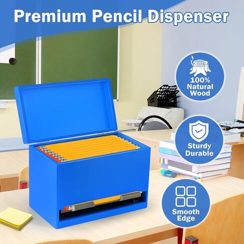 موزع أقلام رصاص من Aigybobo للفصل الدراسي، حامل أقلام رصاص خشبي للمكتب، يجب أن يمتلكه المعلم للتنظيم والتخزين، موزع أقلام الرصاص للفصول الدراسية والمكتب والمطبخ والمطعم (أسود) in Kuwait