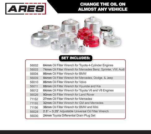 مجموعة مفاتيح فلتر الزيت ARES 56016-13 قطعة - محرك 3/8 بوصة - قم بإزالة مرشحات الزيت بسهولة على معظم المركبات - تتضمن حقيبة تخزين مريحة in Kuwait