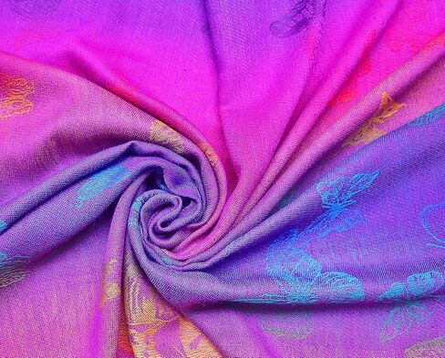 Woven Rainbow Vivid Swarm of Butterflies Pride Soft Fringe Pashmina Shawl Scarf Wrap in Saudi Arabia