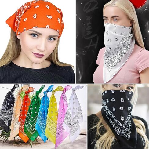 40 قطعة من عصابات الرأس الكبيرة بيزلي كاوبوي باندانا عصابة رأس حمراء كبيرة متعددة الأغراض للرجال والنساء، زي الحفلات، 21.25 × 21.25 بوصة (متعدد الألوان) in Saudi Arabia