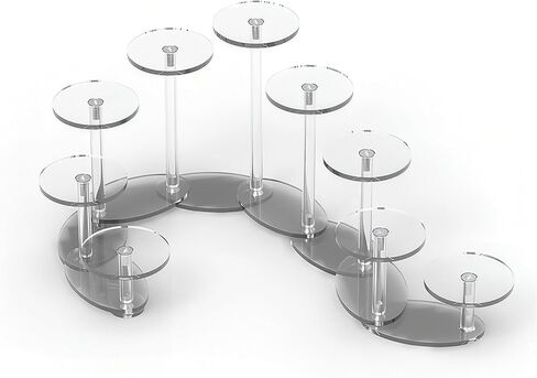 Transformable Acrylic Display Stand, Foldable POP Figure Stand, 9 Tier Display Risers for Figures, Collectibles, Toys and Dolls, Jewelry, Deformable Organizer Shelf in Saudi Arabia