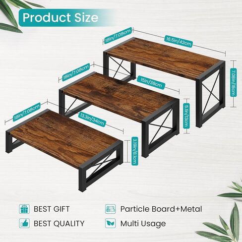 3 Tier Cupcake Stand & Wood Display Risers, Dessert Stands for Cup Cake or Food, Riser Display Stand for Perfume Makeup Dolls Collectibles, Tiered Shelf Organizer for Market Retail Vendors in Saudi Arabia