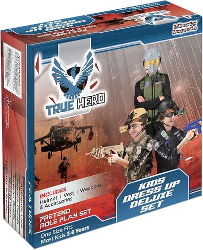 Liberty Imports Kids Costume Dress Up Deluxe Role Play Set with Helmet, Night Vision Monocular, Guns, Weapons, Accessories in Kuwait