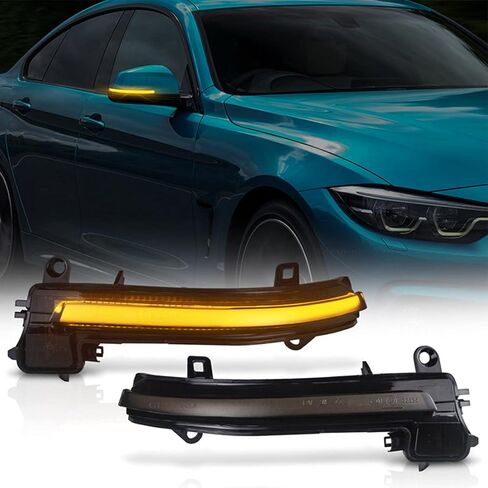Gempro LED مرآة جانبية ماركر أضواء متتابعة العنبر مرآة بدوره إشارة مصباح لسيارات BMW 1 2 3 4 سلسلة F20 F21 F22 F30 F31 F35 F80 F32 F33 F36 F82، أسود مدخن in Kuwait