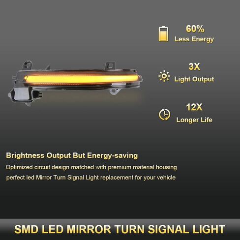 Gempro LED مرآة جانبية ماركر أضواء متتابعة العنبر مرآة بدوره إشارة مصباح لسيارات BMW 1 2 3 4 سلسلة F20 F21 F22 F30 F31 F35 F80 F32 F33 F36 F82، أسود مدخن in Kuwait