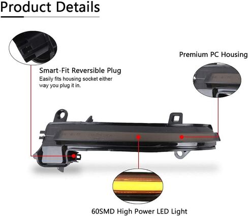 Gempro LED مرآة جانبية ماركر أضواء متتابعة العنبر مرآة بدوره إشارة مصباح لسيارات BMW 1 2 3 4 سلسلة F20 F21 F22 F30 F31 F35 F80 F32 F33 F36 F82، أسود مدخن in Kuwait