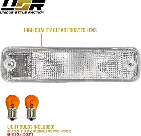 USR 88-89 CRX Turn Signal Light – CLEAR Front Bumper Signals Lamps (Left + Right) - Compatible with 1988-1989 Honda CR-X/Civic Hatchback 3 Door / 4 Door Sedan All Models (CLEAR Lens, Amber Bulbs) in Saudi Arabia