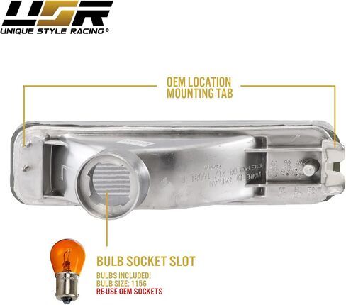 USR 88-89 CRX Turn Signal Light – CLEAR Front Bumper Signals Lamps (Left + Right) - Compatible with 1988-1989 Honda CR-X/Civic Hatchback 3 Door / 4 Door Sedan All Models (CLEAR Lens, Amber Bulbs) in Saudi Arabia