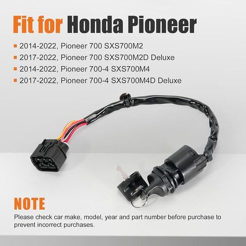 مفتاح الإشعال مع 2 مفاتيح إشعال متوافقة مع Honda UTV 2014-2022 Pioneer 700 SXS700M2 / SXS700M4، 2017-2022 Pioneer 700 SXS700M2D / SXS700M4D Deluxe #Replace 35100-HL3-A01 in Saudi Arabia