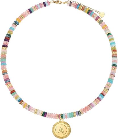 Handmade Jewelry Initial Necklace Gemstone Beads Necklaces for Women Boho Choker Necklace Natural Stone Necklace in Saudi Arabia
