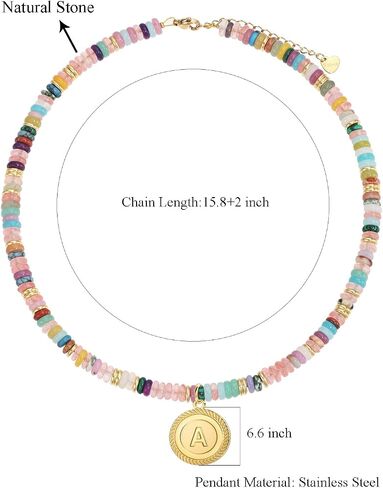 Handmade Jewelry Initial Necklace Gemstone Beads Necklaces for Women Boho Choker Necklace Natural Stone Necklace in Saudi Arabia