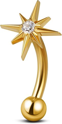 FINE4U 1PC Rook Piercing Jewelry 16g 8mm 6mm - ASTM F136 Titanium Rook Earrings, Curved Barbell Body Jewelry in Saudi Arabia