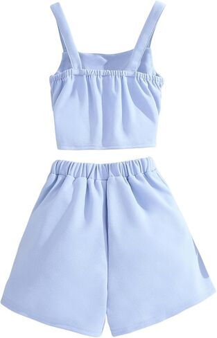 Milumia Girl's Summer Outfits 2 Piece Button Front Cami Tank Top and Shorts Sets in Saudi Arabia