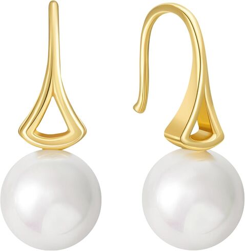 SWEETV Pearl Earrinsg for Women,Gold Plated Pearl Drop Dangle Earrings,Pearl Ear Jacket Earrings, Dainty Pearl Front Back Stud Earrings for Women, Birthday Gift for Her in Saudi Arabia