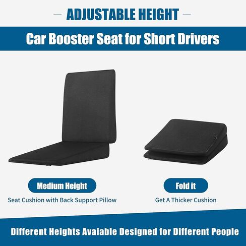 HOMBYS Adjustable Adult Car Booster Seat for Short Drivers-High Density Foam Support Car Seat Cushion for Driving 2 Heights for Different People, Car Seat Pad for Lower Back Pain Relief in Saudi Arabia