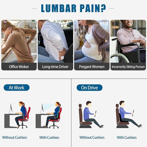 HOMBYS Adjustable Adult Car Booster Seat for Short Drivers-High Density Foam Support Car Seat Cushion for Driving 2 Heights for Different People, Car Seat Pad for Lower Back Pain Relief in Saudi Arabia