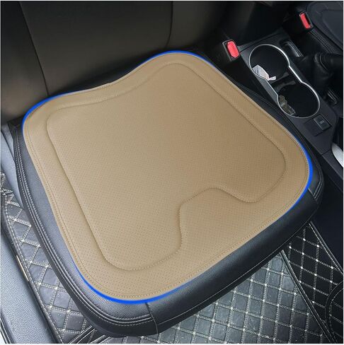 1PC Car Seat Cushion PU Leather Comfort Seat Protector for Car Driver Seat Office Chair Universal Memory Foam Seat Cover with Non Slip Bottom, Beige in Saudi Arabia