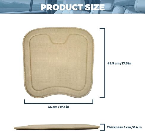 1PC Car Seat Cushion PU Leather Comfort Seat Protector for Car Driver Seat Office Chair Universal Memory Foam Seat Cover with Non Slip Bottom, Beige in Saudi Arabia