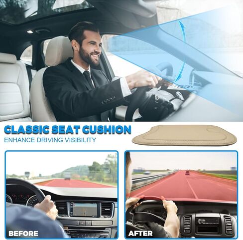 1PC Car Seat Cushion PU Leather Comfort Seat Protector for Car Driver Seat Office Chair Universal Memory Foam Seat Cover with Non Slip Bottom, Beige in Saudi Arabia