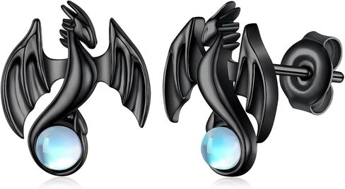 Dragon Earrings 925 Sterling Silver Moonstone Dragon Stud Earrings Dragon Gifts for Women Girls in Saudi Arabia