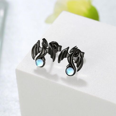 Dragon Earrings 925 Sterling Silver Moonstone Dragon Stud Earrings Dragon Gifts for Women Girls in Saudi Arabia