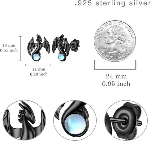 Dragon Earrings 925 Sterling Silver Moonstone Dragon Stud Earrings Dragon Gifts for Women Girls in Saudi Arabia