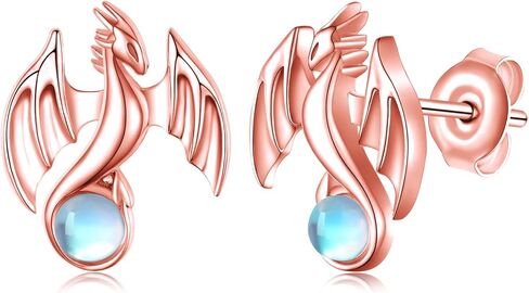 أقراط التنين 925 من الفضة الإسترلينية حجر القمر أقراط التنين هدايا التنين للنساء والفتيات in Kuwait