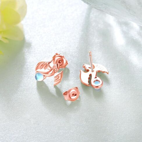 أقراط التنين 925 من الفضة الإسترلينية حجر القمر أقراط التنين هدايا التنين للنساء والفتيات in Kuwait