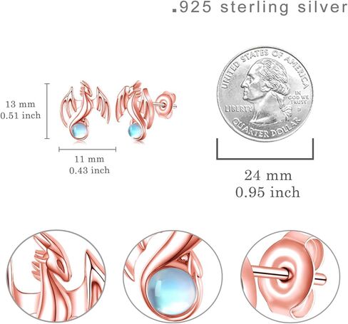 أقراط التنين 925 من الفضة الإسترلينية حجر القمر أقراط التنين هدايا التنين للنساء والفتيات in Kuwait