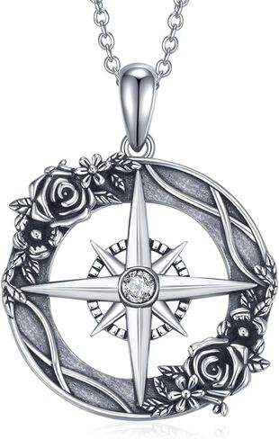 Crystals Phoenix/Rose Compass/Apple Teacher/Horse/Phoenix/Bunny/Dolphin Palm Tree/Mountain Compass/Nurse/Rose Necklace 925 Sterling Silver Necklace for Women Girls in Saudi Arabia