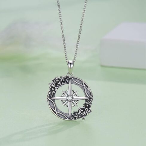 Crystals Phoenix/Rose Compass/Apple Teacher/Horse/Phoenix/Bunny/Dolphin Palm Tree/Mountain Compass/Nurse/Rose Necklace 925 Sterling Silver Necklace for Women Girls in Saudi Arabia