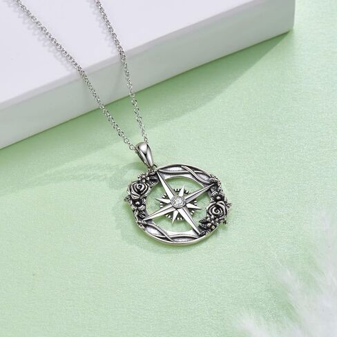 Crystals Phoenix/Rose Compass/Apple Teacher/Horse/Phoenix/Bunny/Dolphin Palm Tree/Mountain Compass/Nurse/Rose Necklace 925 Sterling Silver Necklace for Women Girls in Saudi Arabia