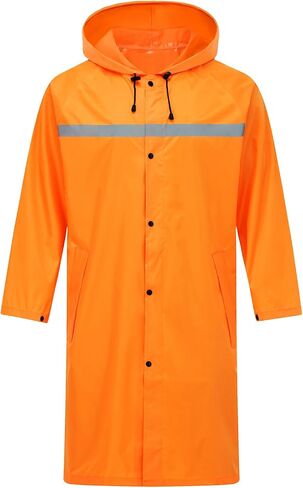 Mens Long Safety Rain Coats with Air Vents Reflective Stripes Waterproof Packable Rain Jacket with Hood Lightweight in Saudi Arabia