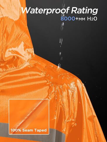 Mens Long Safety Rain Coats with Air Vents Reflective Stripes Waterproof Packable Rain Jacket with Hood Lightweight in Saudi Arabia