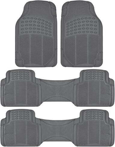 BDK Car SUV and Van Floor Rubber Mats - 3 Rows 4 Pieces, Heavy Duty All Weather Protection (Gray) - MT-783-781-GR in Saudi Arabia