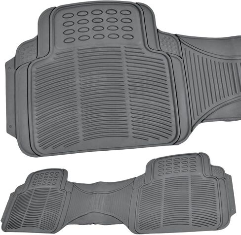 BDK Car SUV and Van Floor Rubber Mats - 3 Rows 4 Pieces, Heavy Duty All Weather Protection (Gray) - MT-783-781-GR in Saudi Arabia