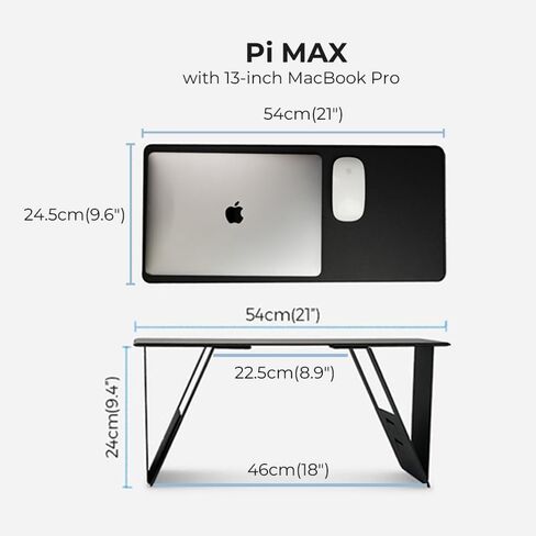 Foldable Laptop Desk Bed Desk, Pi Lap Desk Folding Desk Portable Desk Lightweight Mini Table for Study, Travel Desk, Folds in Half with Inner Storage Space (Black, Max) in Saudi Arabia