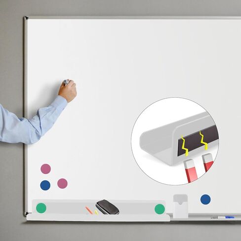 قطعتان من رف الكتب المغناطيسي مع حامل قلم مغناطيسي + 6 قطع مغناطيس سبورة بيضاء مستديرة، رف كتب عائم مغناطيسي رف كتب مغناطيسي لدراسة مكتب السبورة البيضاء in Kuwait