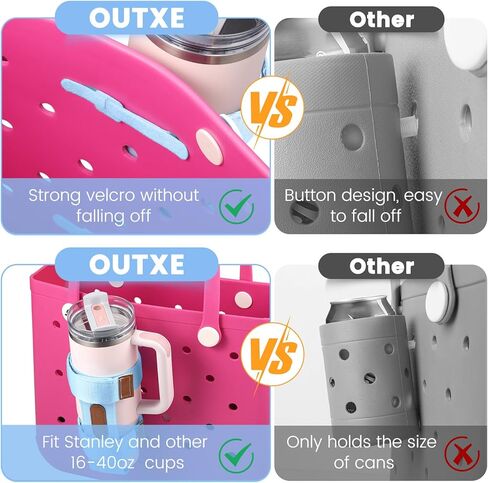 مجموعة ملحقات حقيبة بوج من السيليكون من OUTXE مكونة من 3 قطع، قطعتان من حامل أكواب حقيبة بوج لستانلي، حامل مشروبات كبير متوافق مع جميع حقائب بوج in Kuwait
