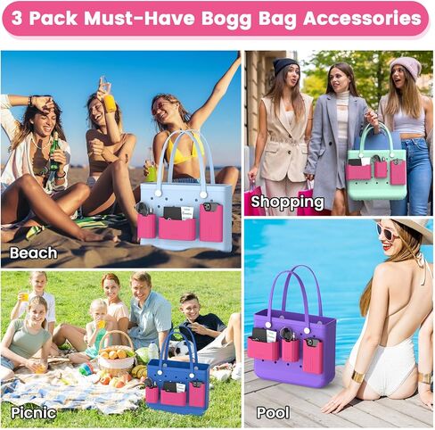 مجموعة ملحقات حقيبة بوج من السيليكون من OUTXE مكونة من 3 قطع، قطعتان من حامل أكواب حقيبة بوج لستانلي، حامل مشروبات كبير متوافق مع جميع حقائب بوج in Kuwait