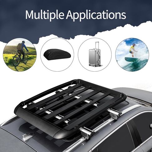 YHAAVLE 55" Roof Rack Basket,Heavy Duty Vehicle Roof Cargo Basket,Universal Rooftop Cargo Carrier for SUV, Truck, & Car Steel Construction in Saudi Arabia