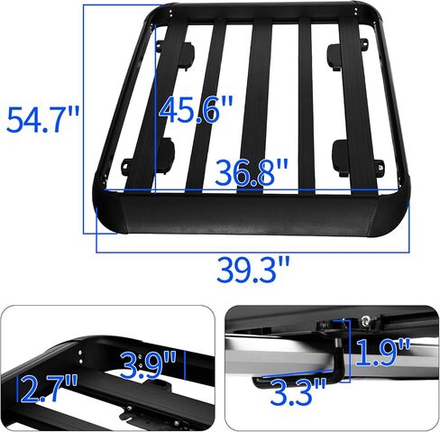 YHAAVLE 55" Roof Rack Basket,Heavy Duty Vehicle Roof Cargo Basket,Universal Rooftop Cargo Carrier for SUV, Truck, & Car Steel Construction in Saudi Arabia