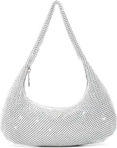 Crescent Hobo Bag Shiny Rhinestone Clutch Purse Fashion Women's Evening Handbag for Wedding Party in Kuwait