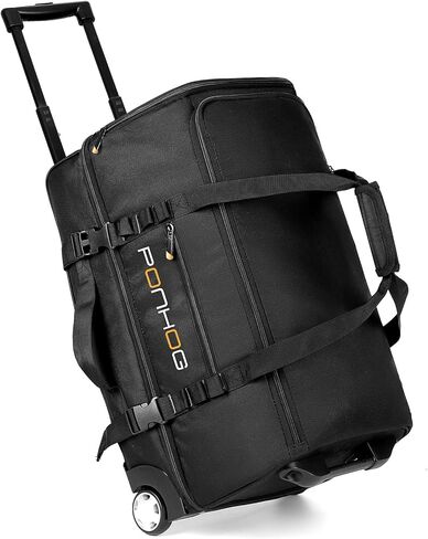 حقيبة دفل بعجلات - حقائب دفل كبيرة بعجلات سعة 60 لتر للسفر مقاومة للماء مع حجرة للأحذية للسفر وصالة الألعاب الرياضية طوال الليل وعطلة نهاية الأسبوع باللون الأسود in Kuwait